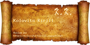 Kolovits Kirill névjegykártya